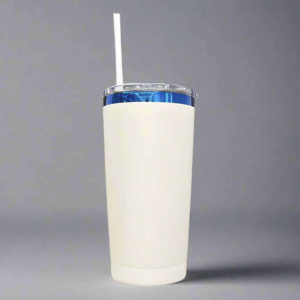 20oz Blue Plated White Tumbler
