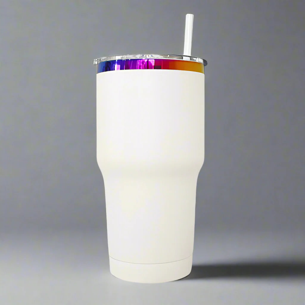 30oz Rainbow White Tumbler