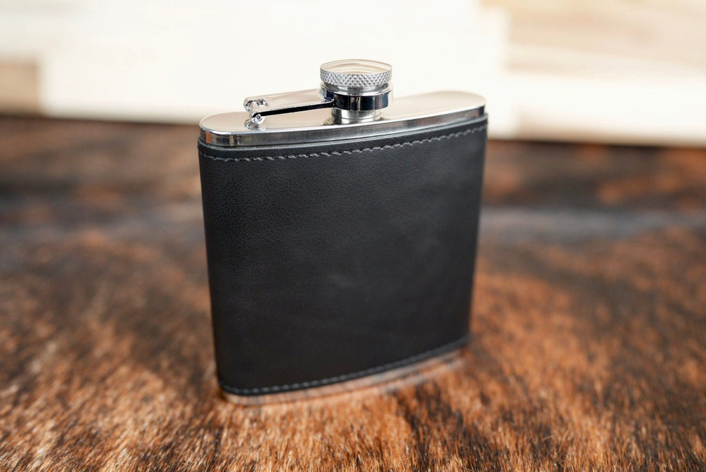 Black 6oz. Leatherette Hip Flask