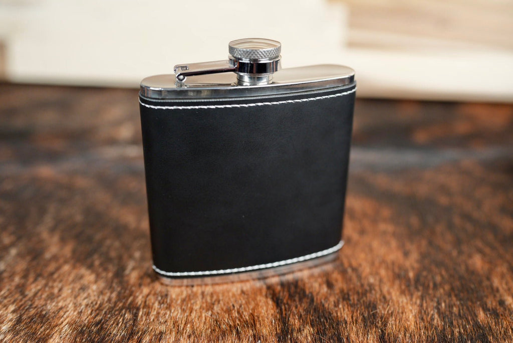 Black 6oz. Leatherette Hip Flask