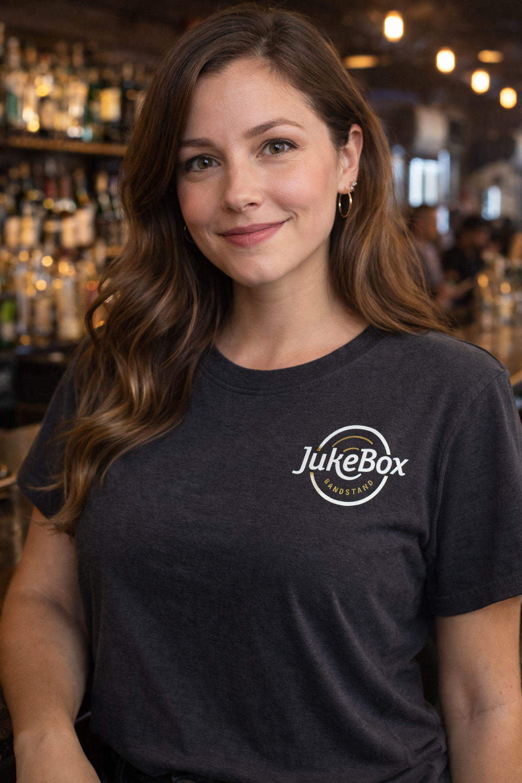 Woman wearing jukebox shirt