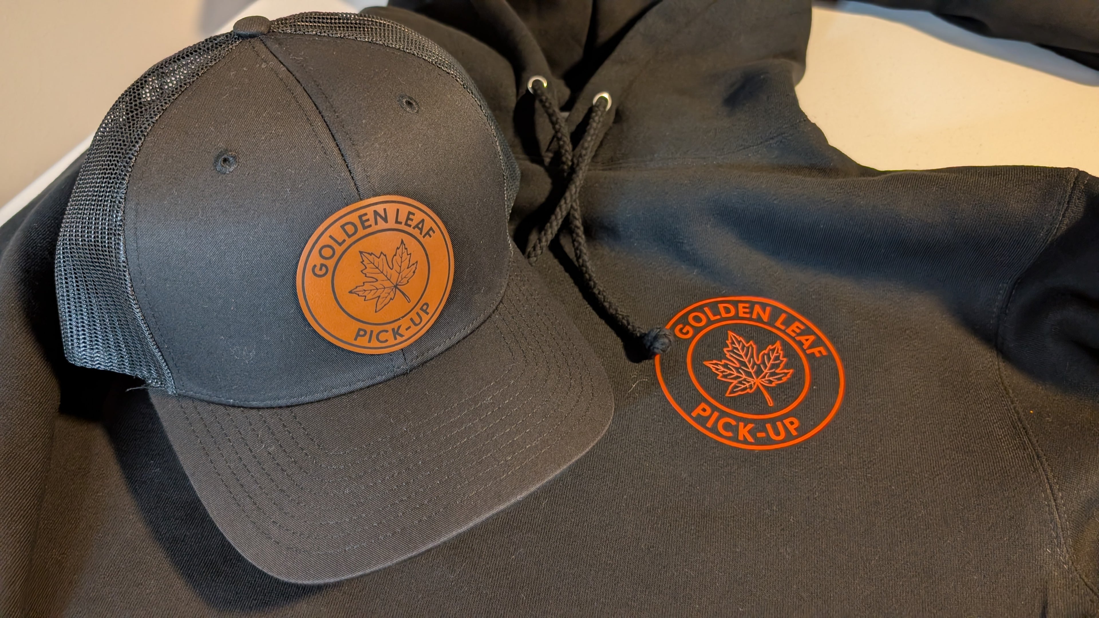 Golden Leaf Logo Hat and Sweatshirt 