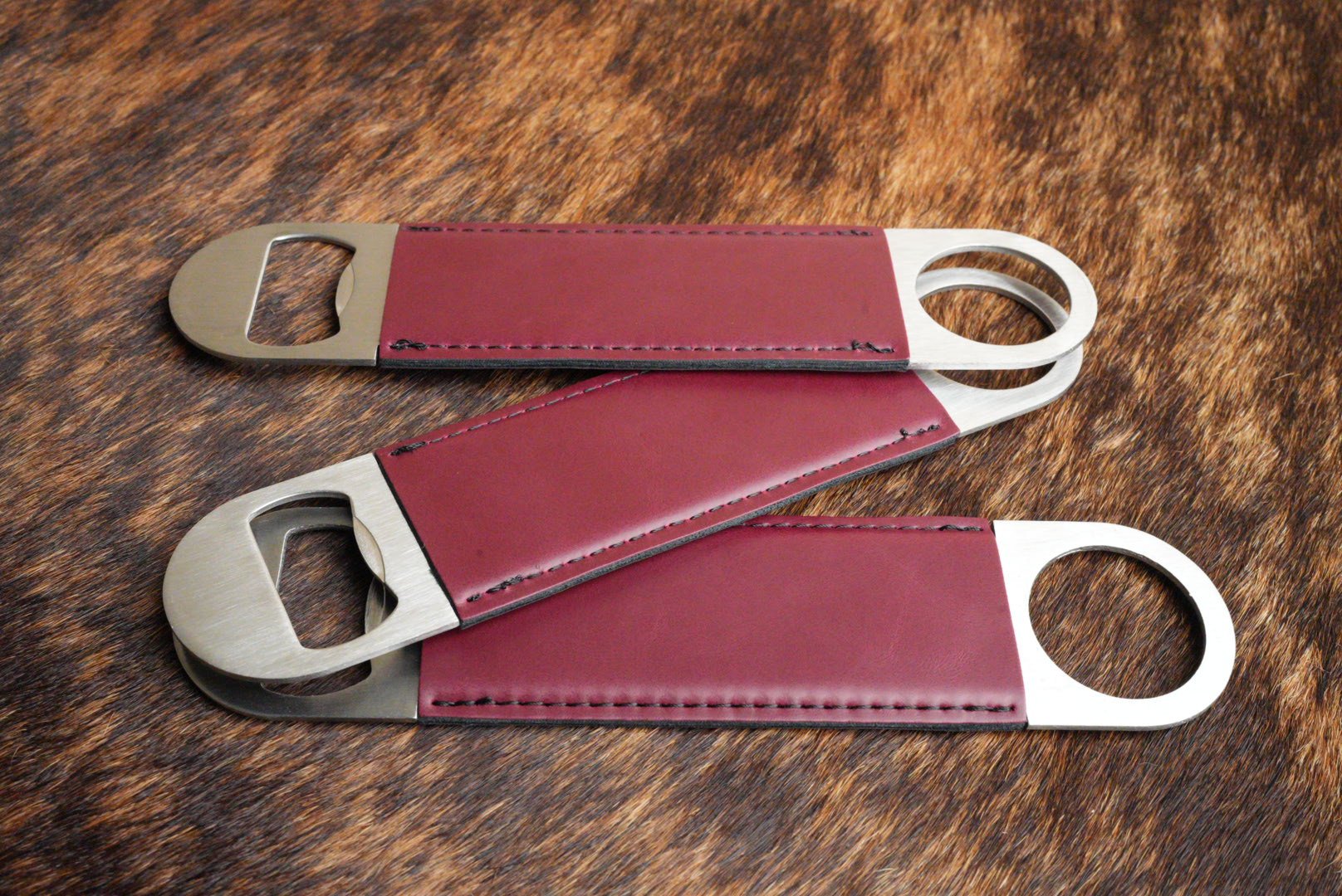 Maroon Leatherette Bottle Opener