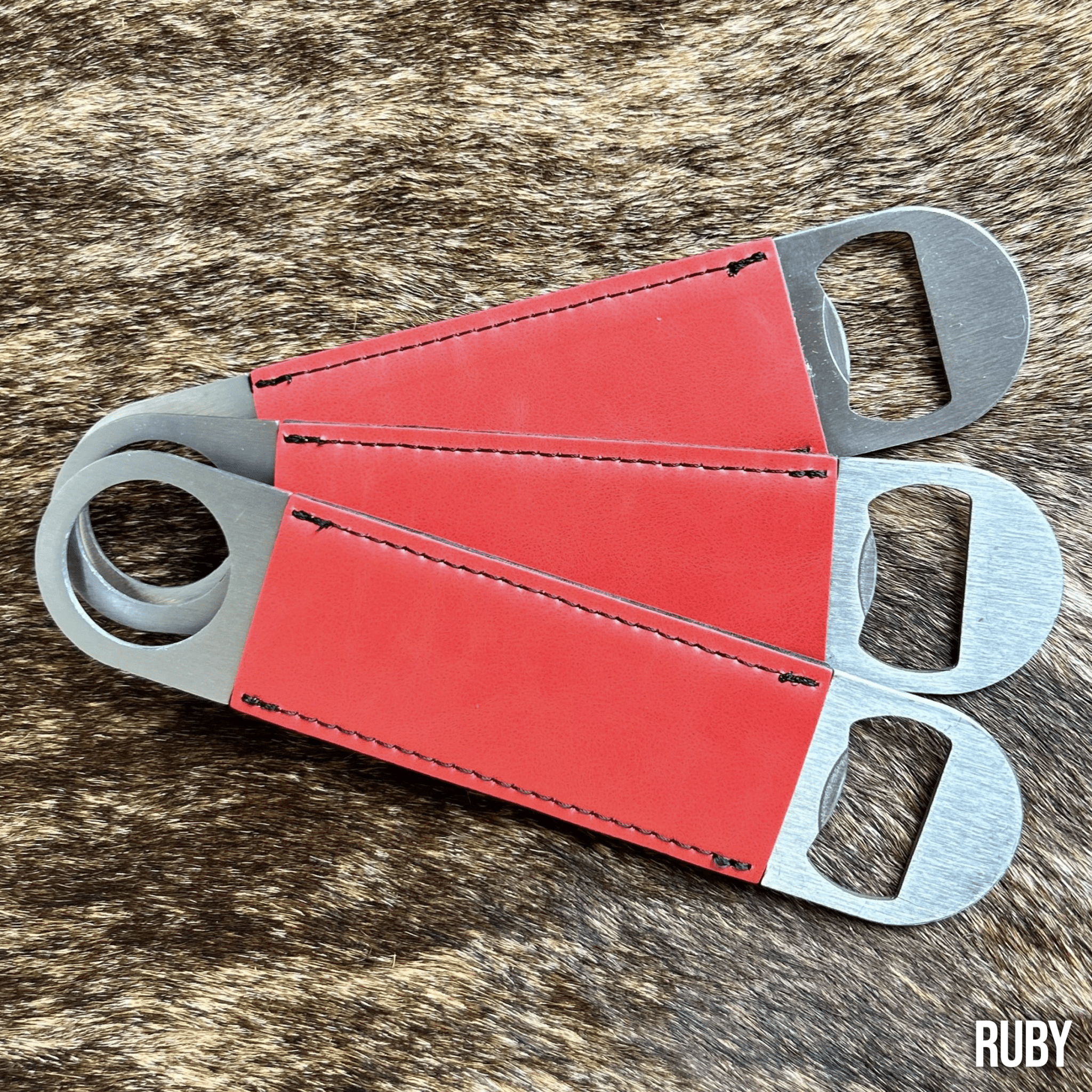 Ruby Leatherette Bottle Opener