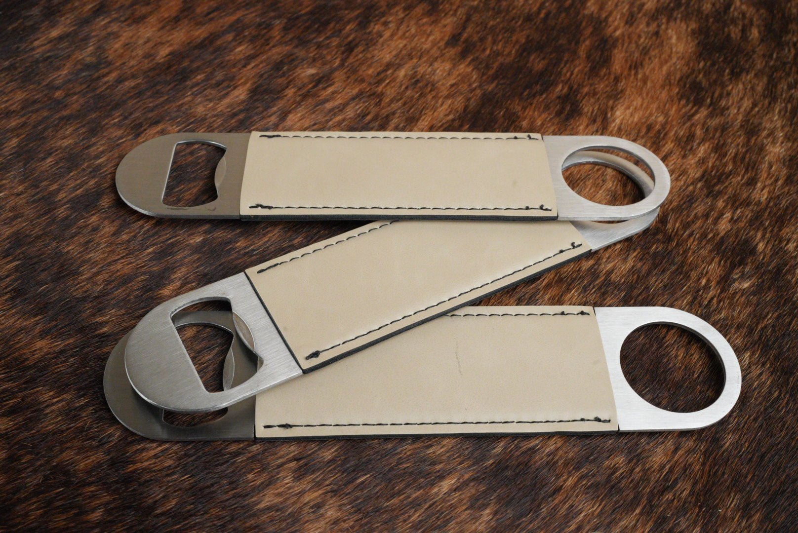 Eggshell Leatherette Bottle Opener