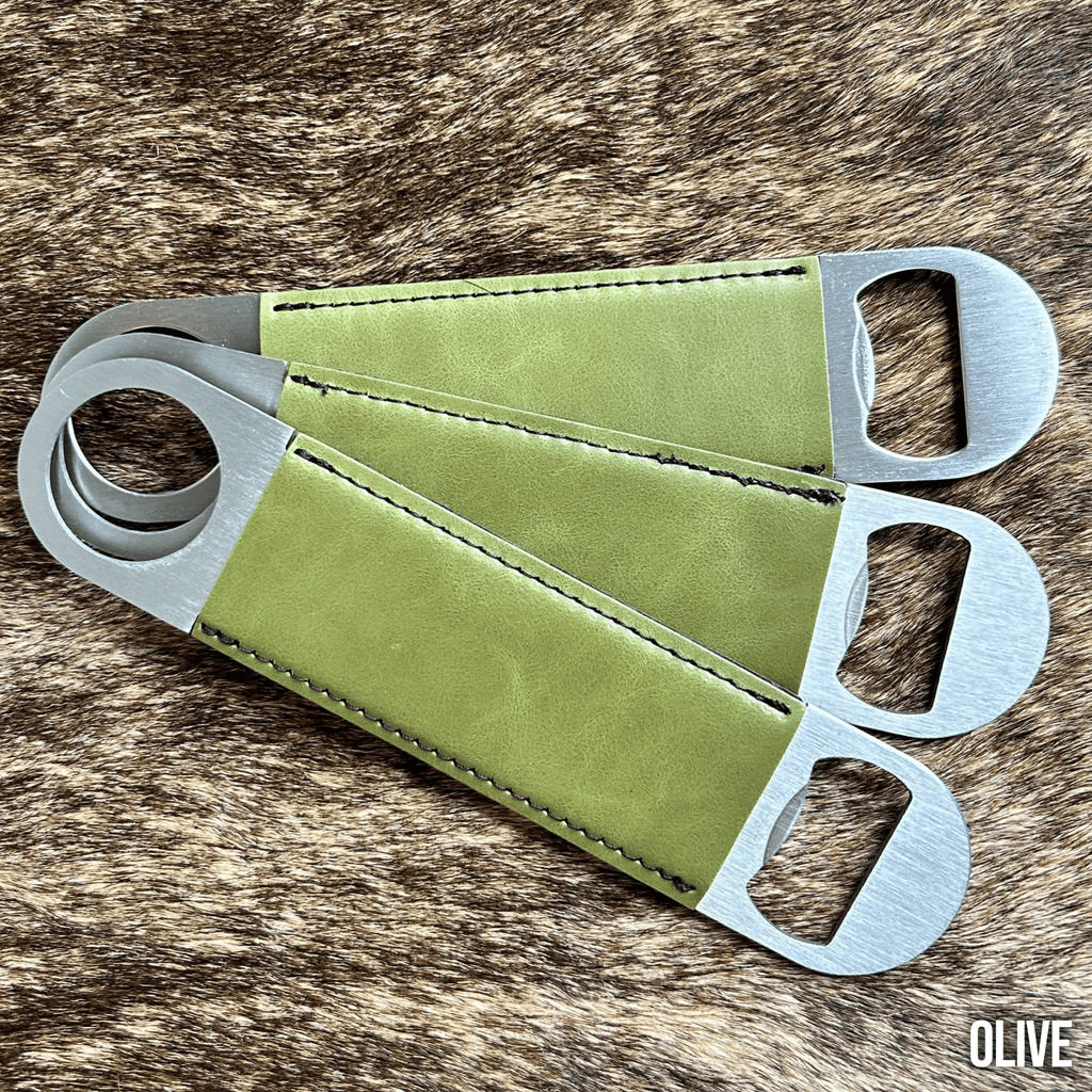 Olive Leatherette Bottle Opener