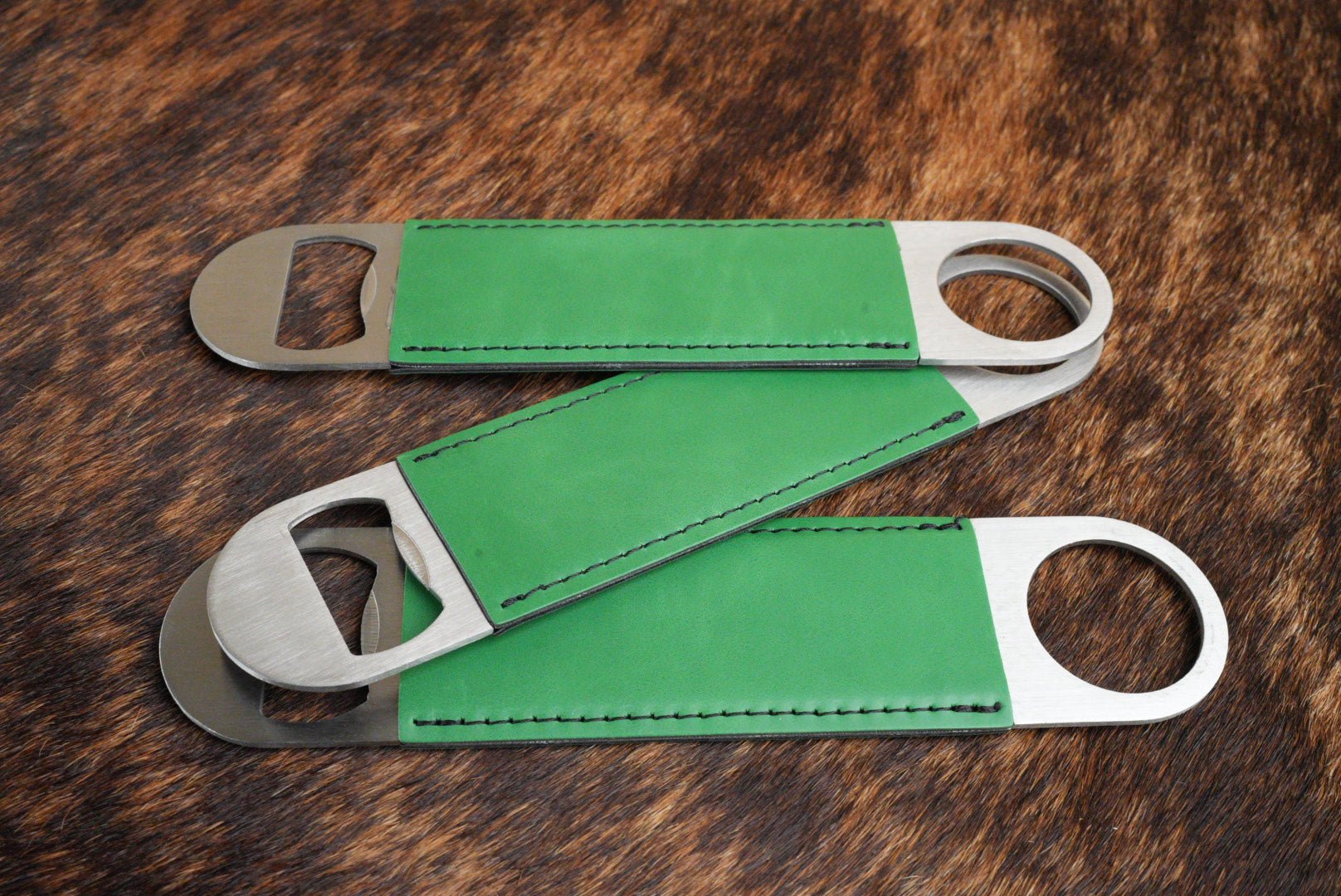 Green Leatherette Bottle Opener