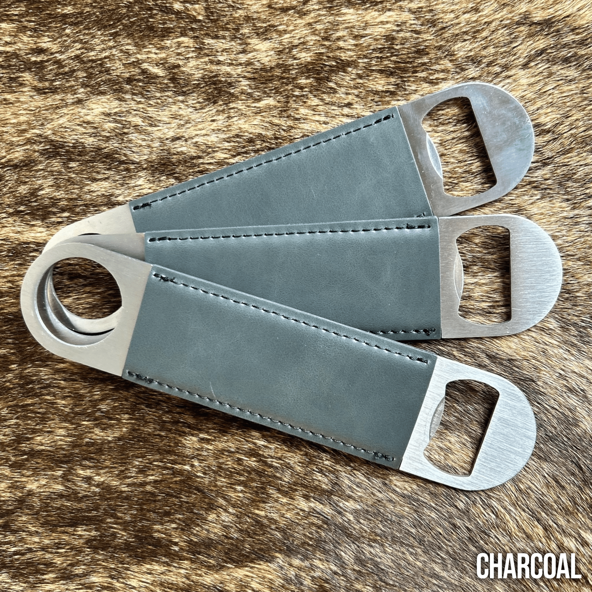 Charcoal  Leatherette Bottle Opener