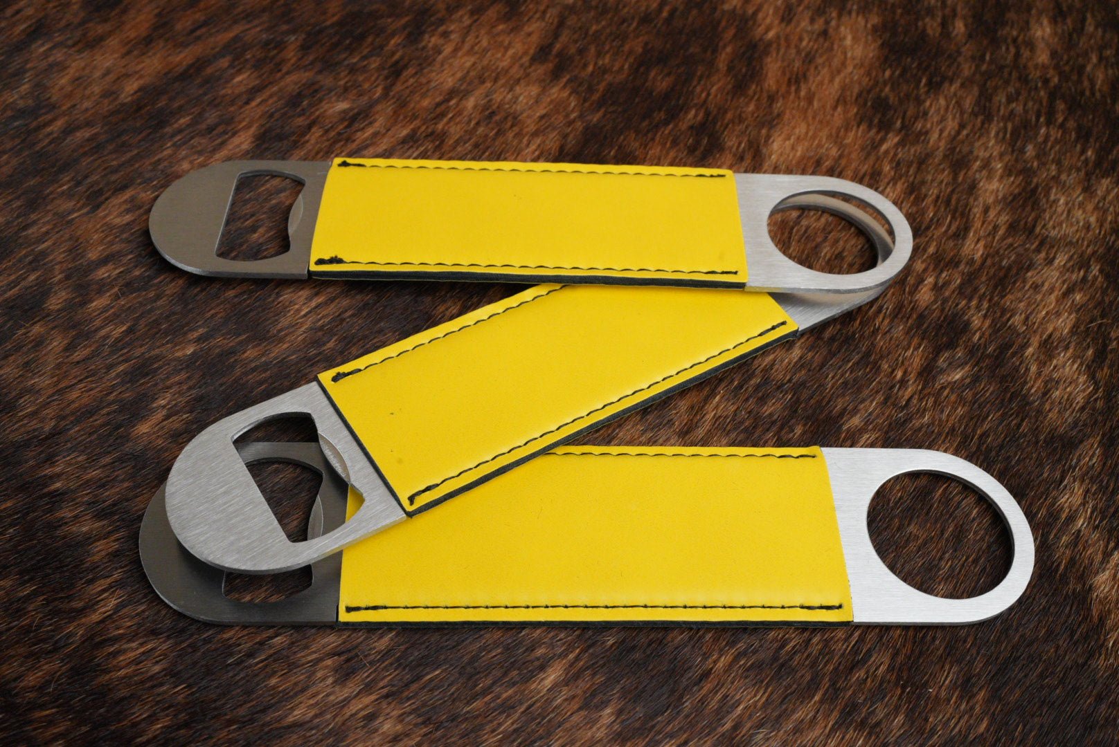 Yellow Leatherette Bottle Opener
