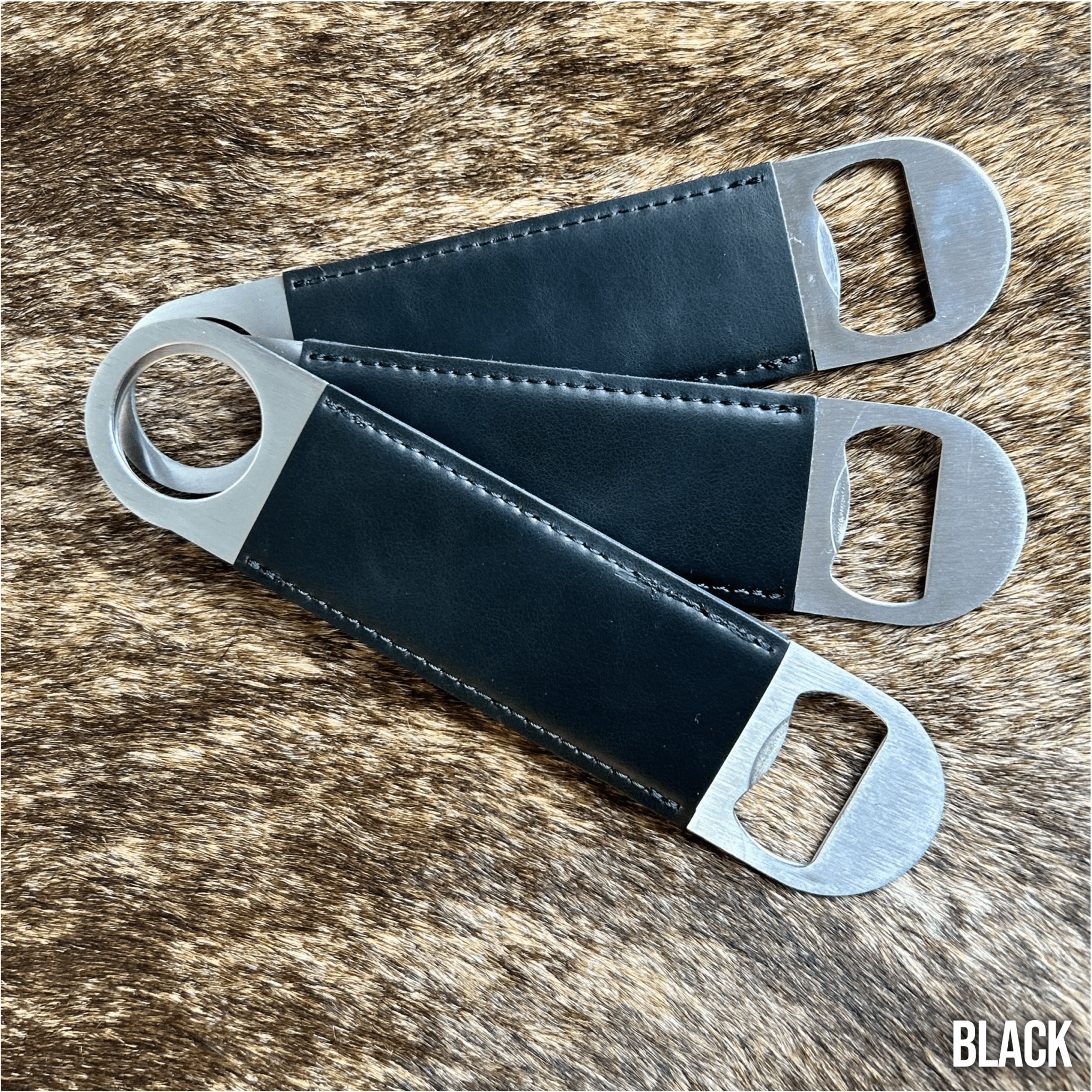 Black Leatherette Bottle Opener