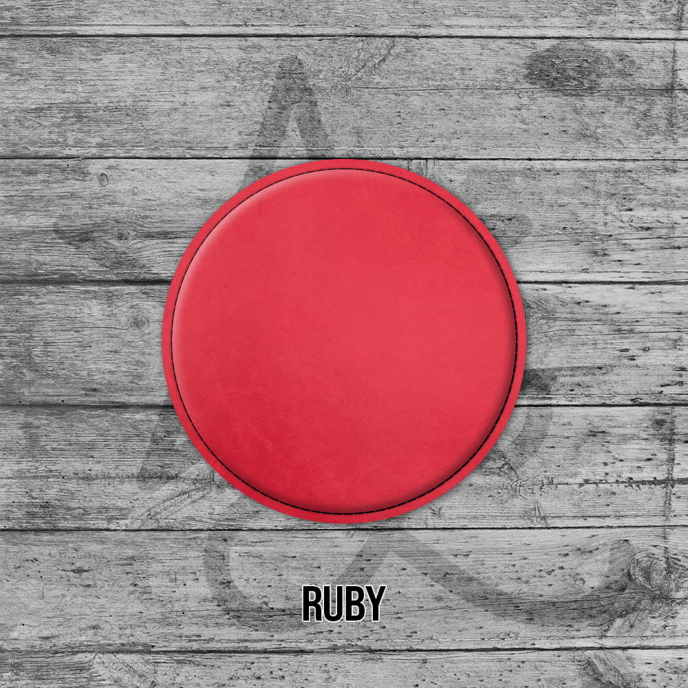 Ruby Circle Leatherette Coasters