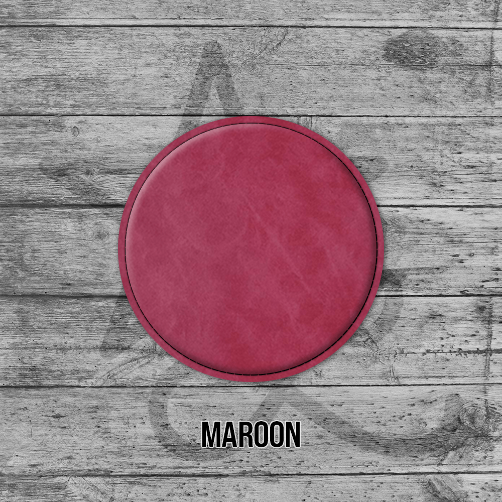 Maroon Circle Leatherette Coasters