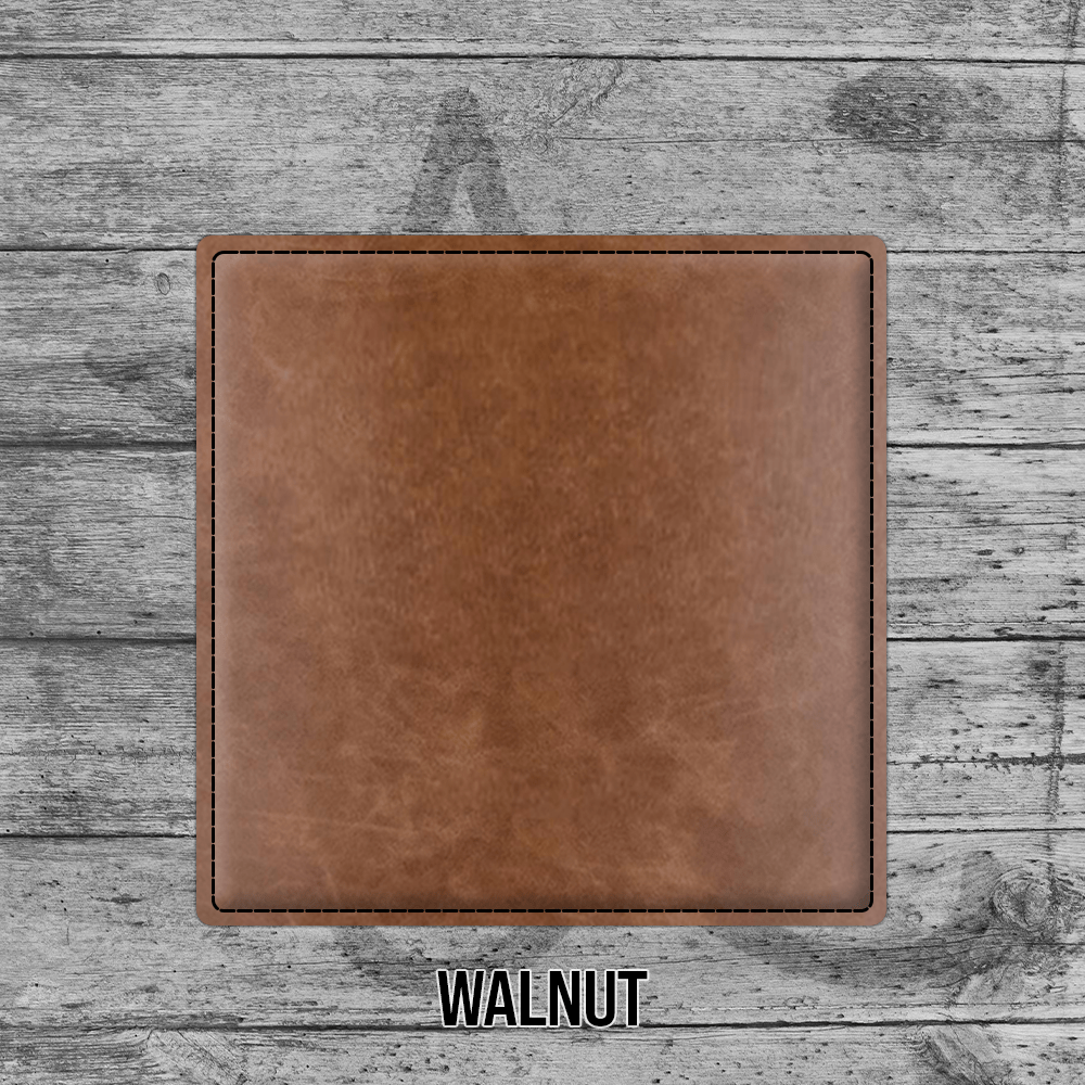 Walnut Leatherette Square Coaster