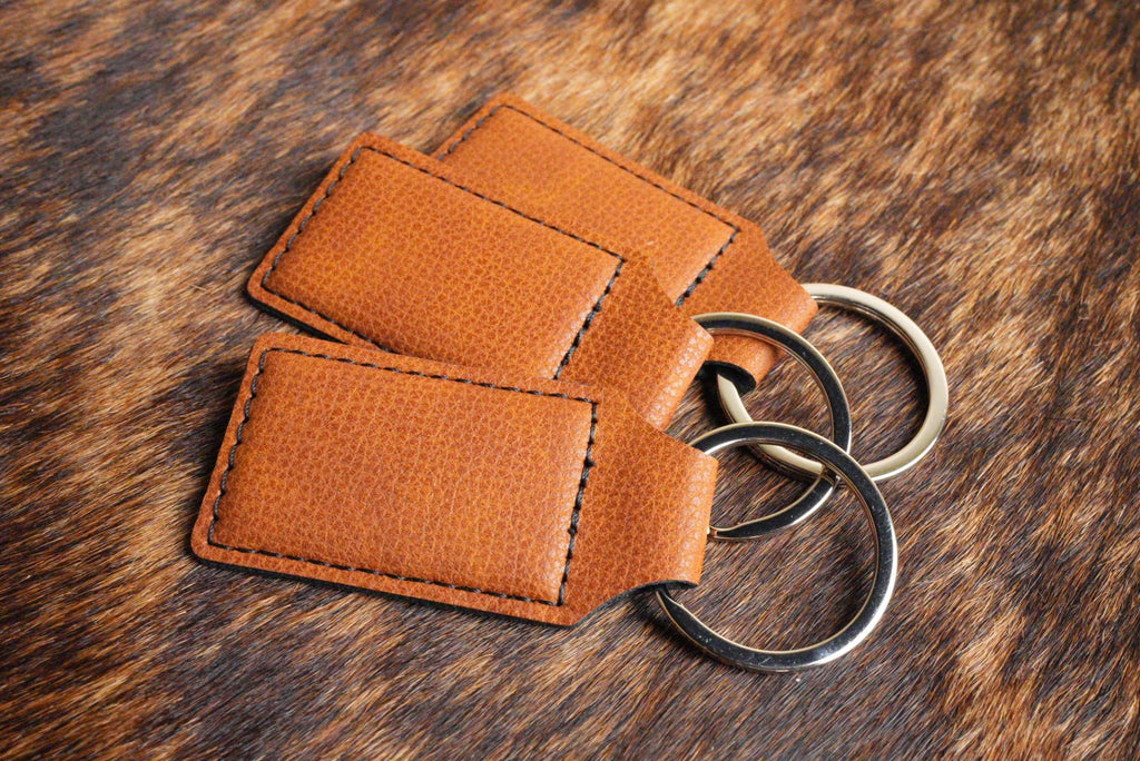 Brown Leatherette Keychains
