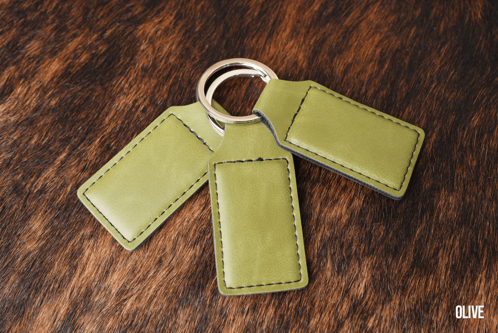 Olive Leatherette Keychains