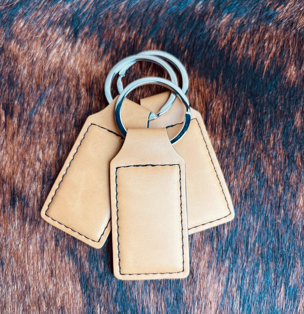 Tan Leatherette Keychains