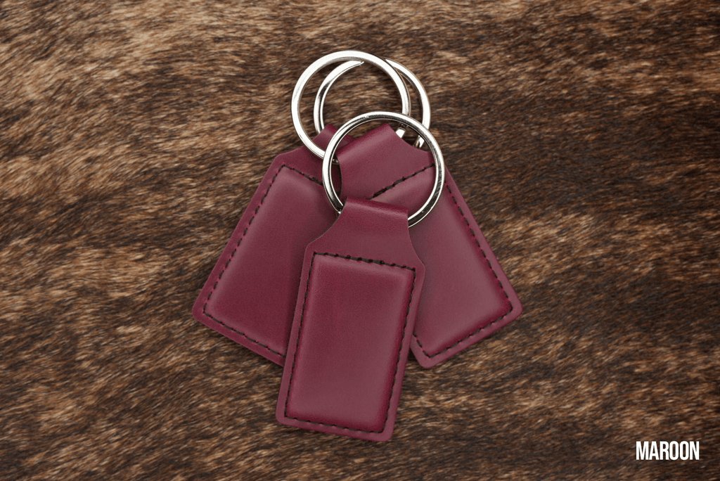 Maroon Leatherette Keychains
