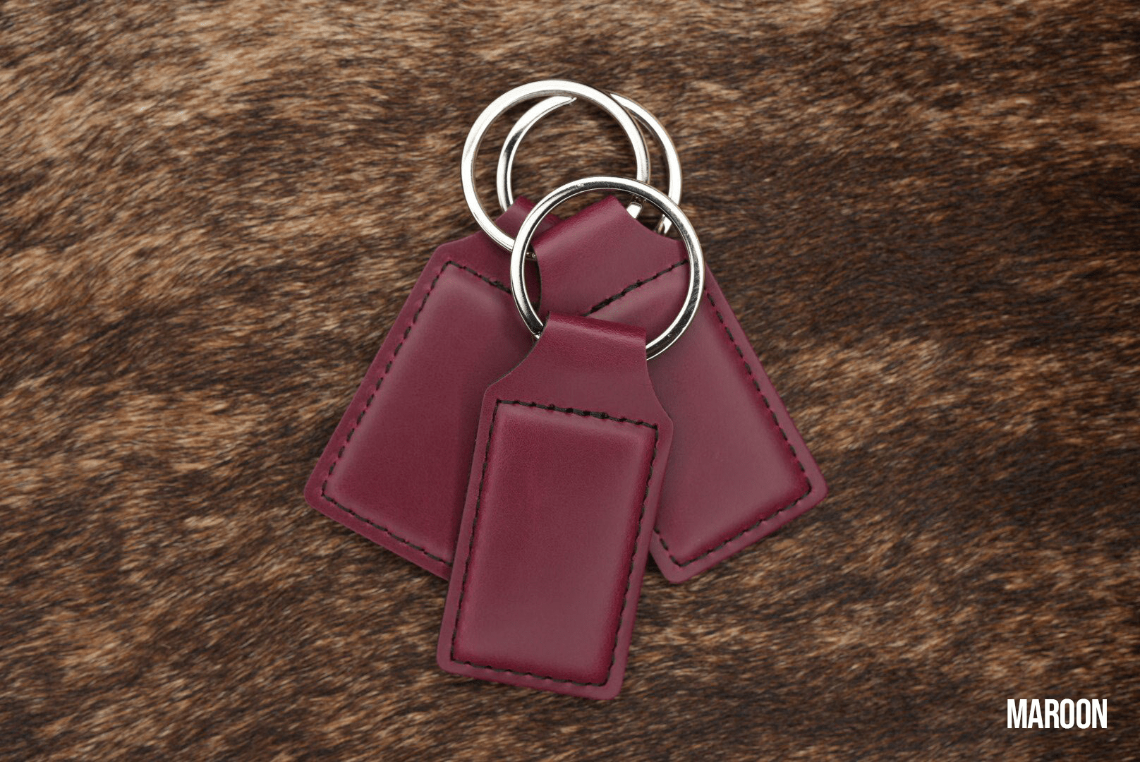 Maroon Leatherette Keychains