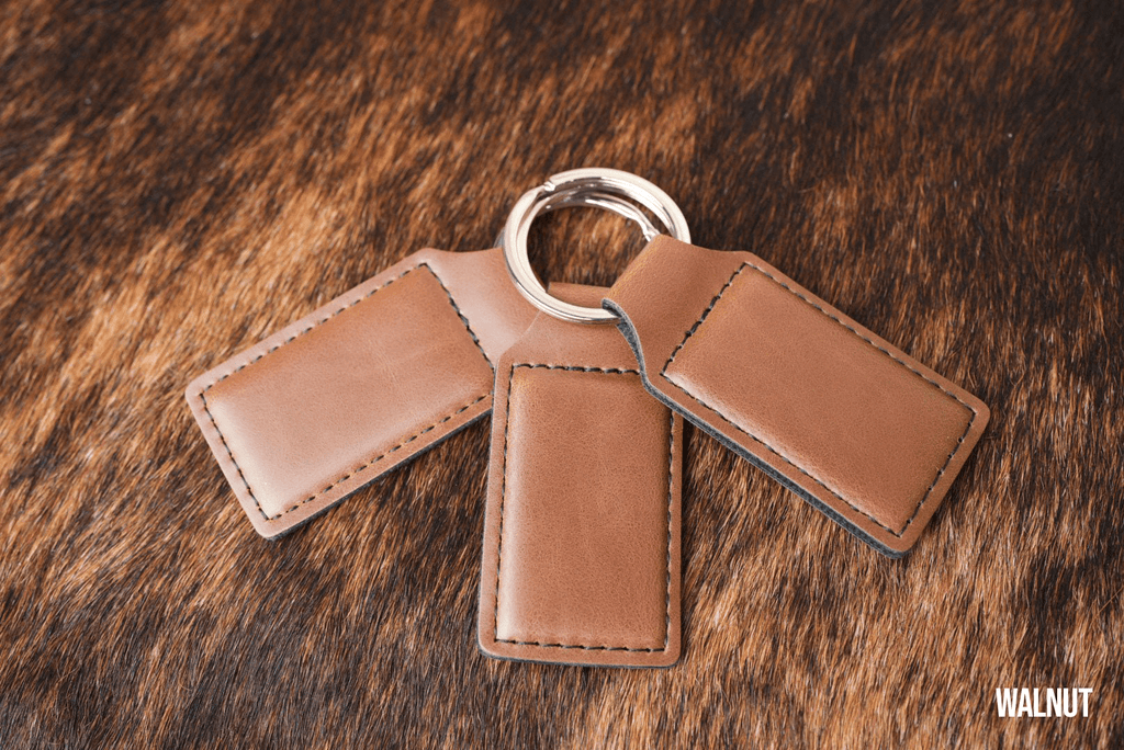 Walnut Leatherette Keychains