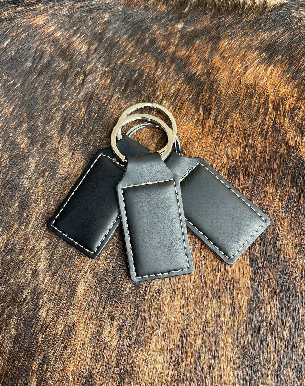Black Leatherette Keychains