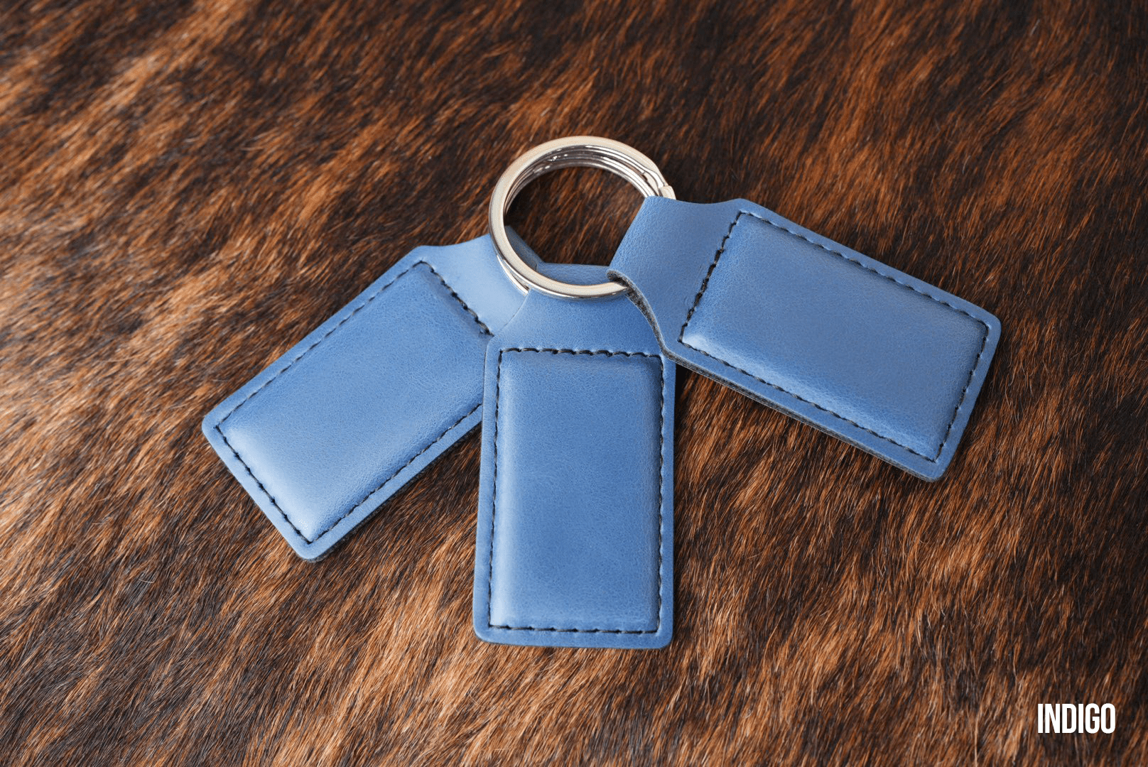 Indigo Leatherette Keychains