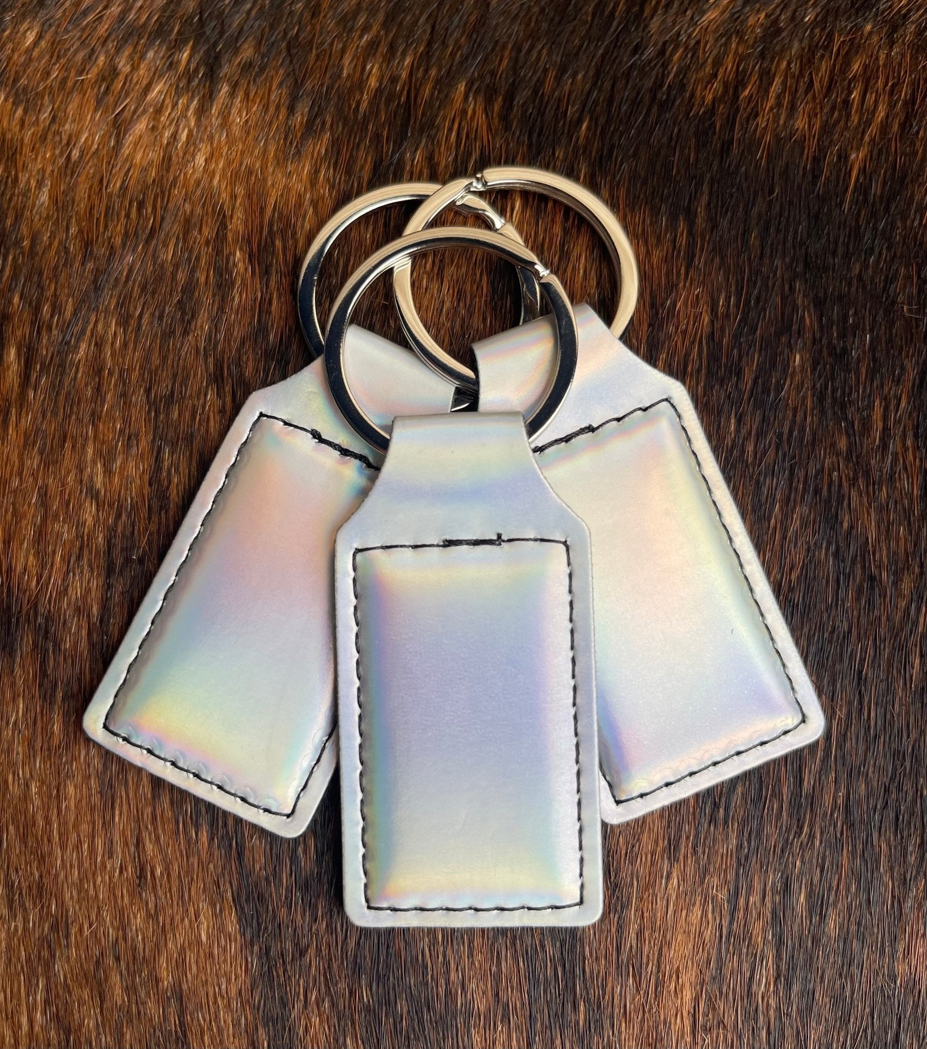 Shiny Holographic Leatherette Keychains