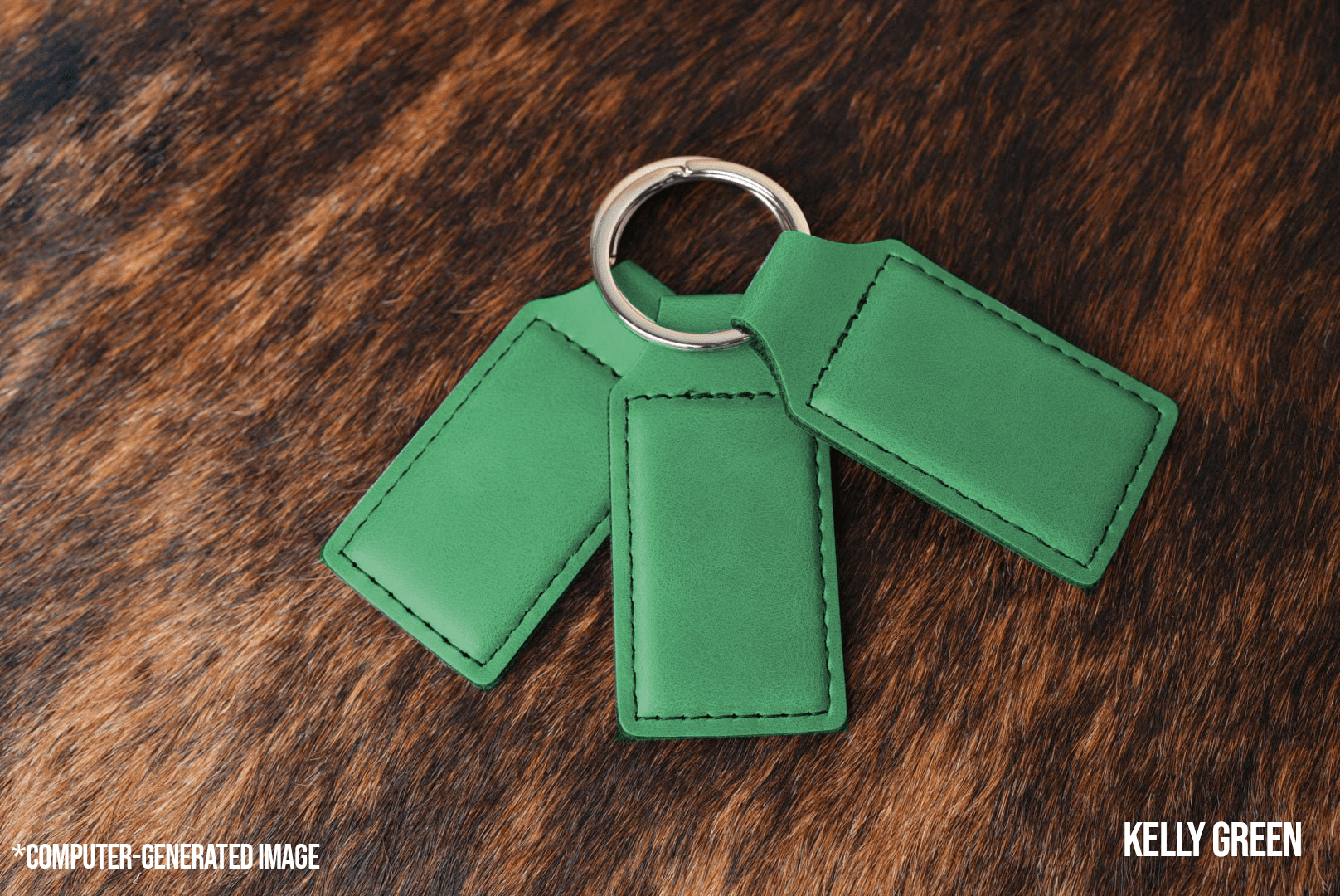Kelly Green Leatherette Keychains