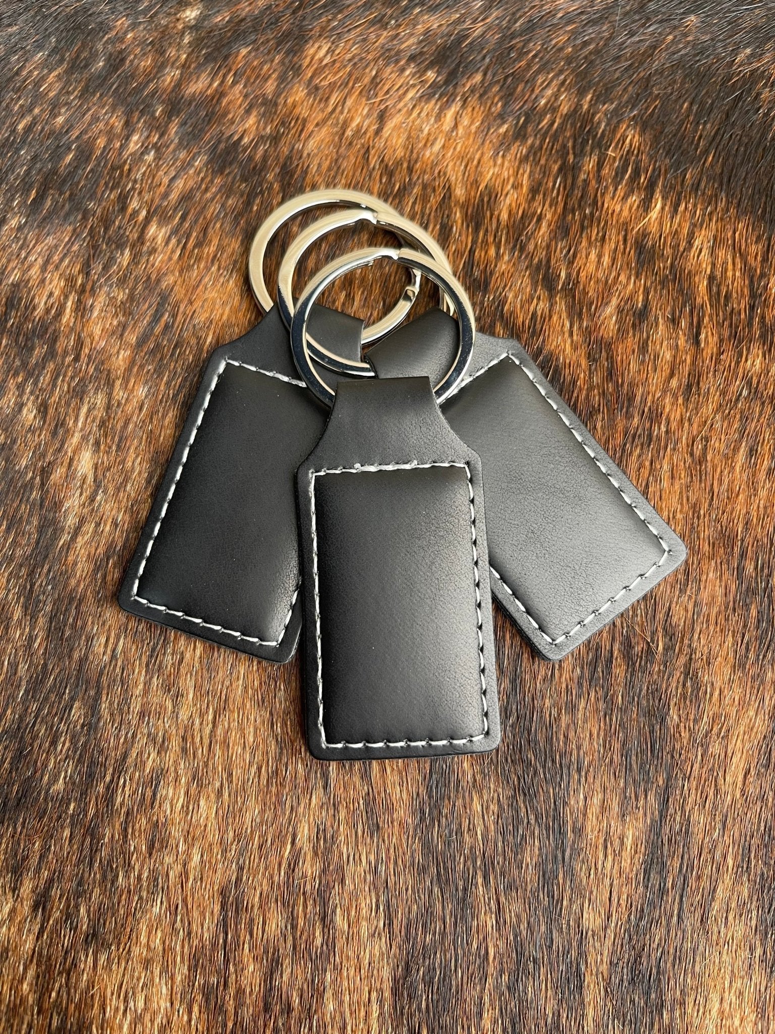 Black Leatherette Keychains