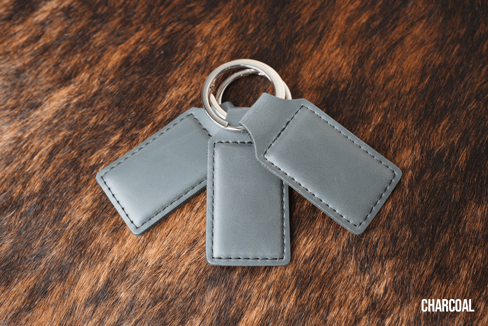 Charcoal Leatherette Keychains