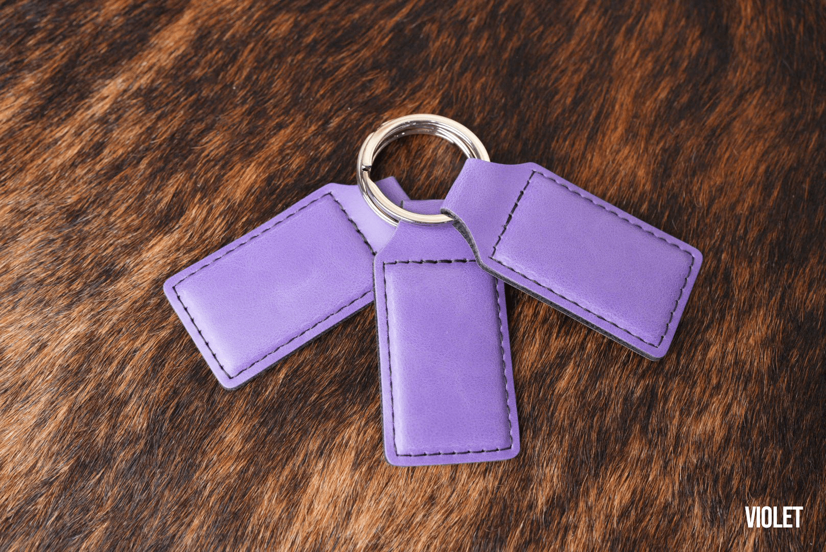 Violet Leatherette Keychains