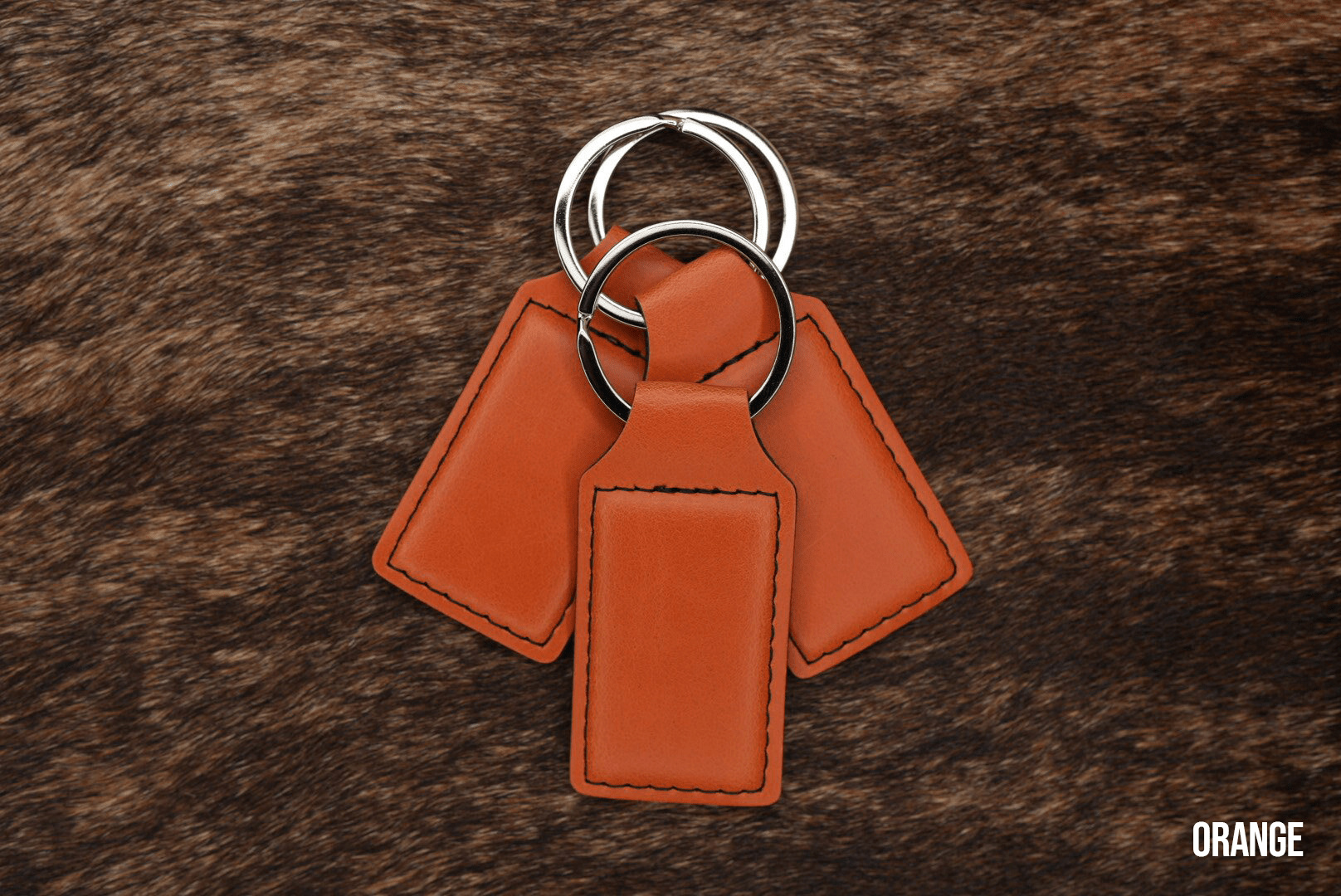 Orange Leatherette Keychains