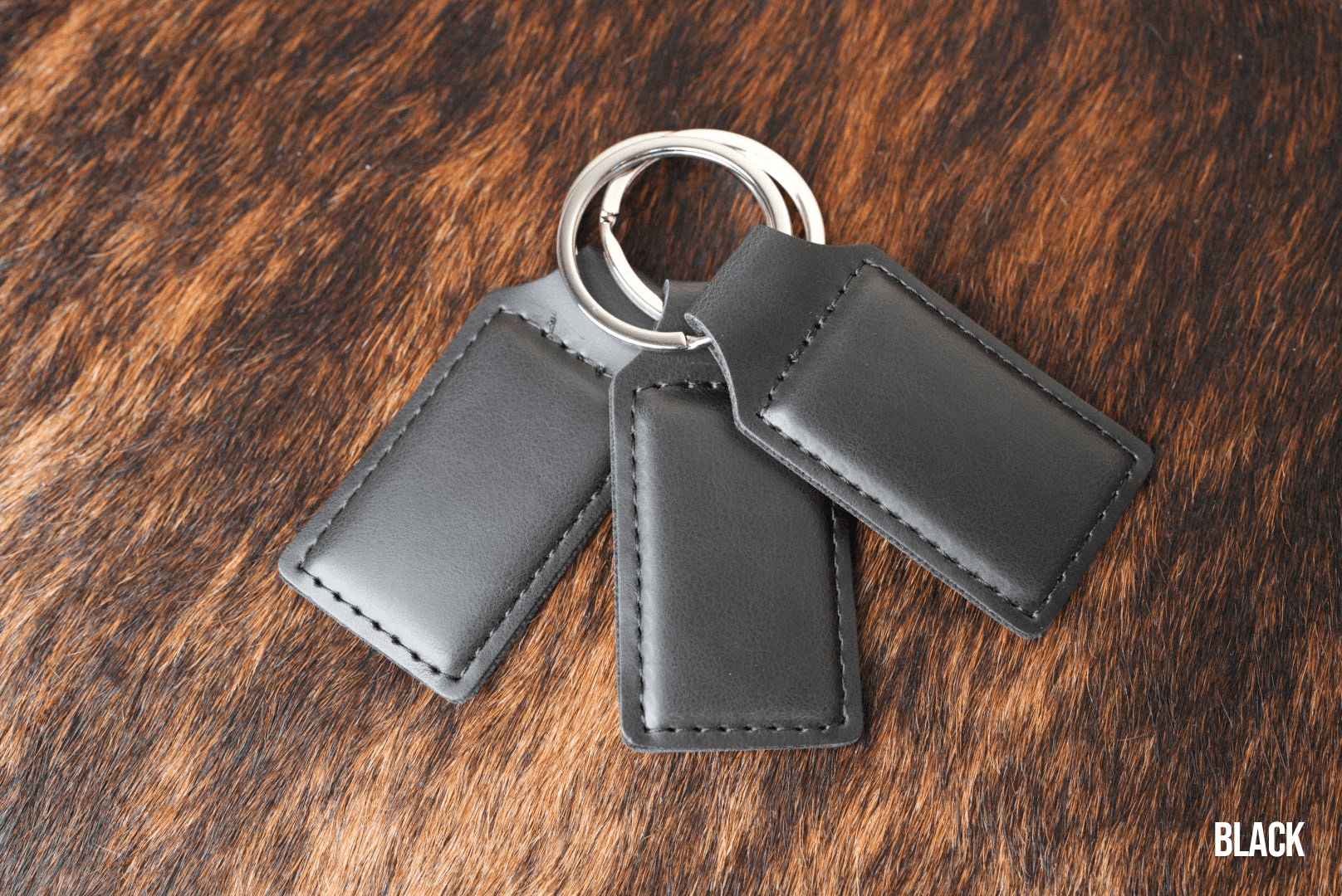 Black Leatherette Keychains