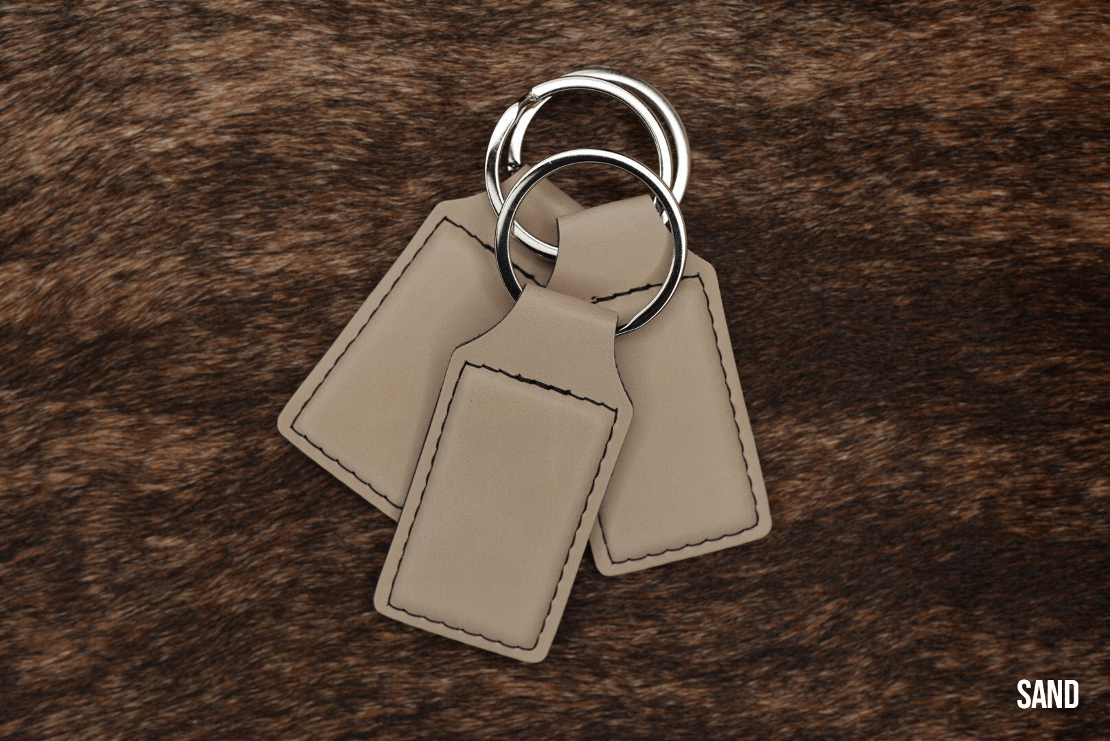 Sand Leatherette Keychains